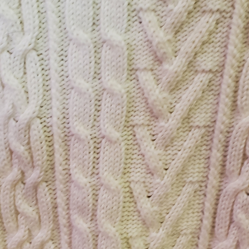 Tularosa Chunky Cream & Lavender Cable Knit Turtleneck Sweater, Size X-Large - Picture 7 of 15